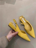 Concise Pointed Toe Square Low Heels Women Sandals Elegant Slingbacks Banquet Party Mule Shoes 2026 New