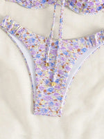 New Sexy Floral Print Push Up Bikini 2024 Women Swimwear Female Swimsuit Two Pieces Thong Bikini Set Bather Bathing Suit Beach