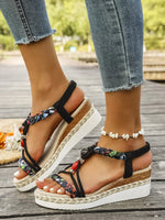 Fashion T-Strap Platform SandalsWomen New Mix Color Elastic Band Wedge Sandals Woman Summer Daily Open Toe Sandalias Female