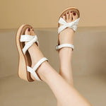 Womens Wedge Sandals Ankle Strap Buckle Knot Twist Open Toe Platform Lightweight Durable Elegant Style