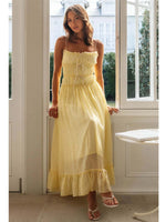 Foridol Spaghetti Strap White Sundress Flounced Edge Women's Dress Summer Beach Style Maxi Dress Bowknot Boho Vestidos 2025