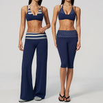 Women Tracksuit 2pcs Yoga Set Sport Suit Gym Wear Workout Clothes Yoga Outfits Fashion Polka Dot Fitness Set Striped Sports Suit