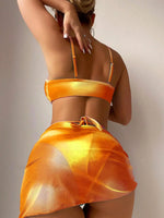 3 Pieces Ombre Lace Up Bikini Swimsuit & Beach Skirt Sexy Swimwear Women 2026 Bathing Swimming Swim Suit Female Summer Beachwear