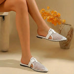 Summer white mesh fashionable slippers outdoor high-quality women's shoes 2026 new breathable and comfortable soft soled sandals