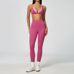 NCLAGEN Women Sportwear Fake 2 Piece Thin Strap Sports Suit Casual Running Bra Pants Workout Outfit Activewear Pilates Yoga Set