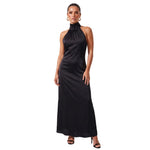 Women Summer Sexy Long Dress Sleeveless Halterneck Backless Solid Color Cocktail Dresses for Party