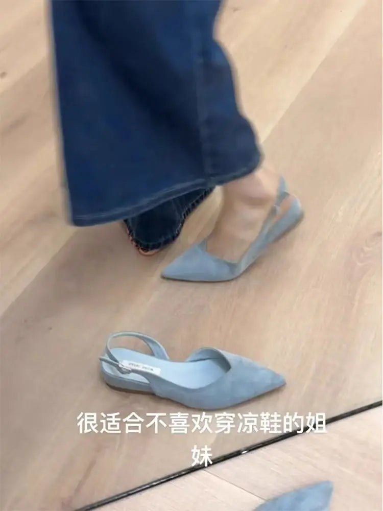 Concise Pointed Toe Square Low Heels Women Sandals Elegant Slingbacks Banquet Party Mule Shoes 2026 New