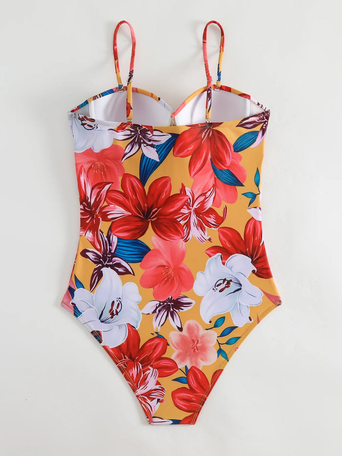Vintage Flroal Print Swimsuit 2026 Women Padded Pleate Tummy Control One Piece Swimwear Cut Out Beach Bathing Swimming Suits