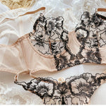 French Ultra Thin Women Underwear Set Sexy Lace Flowers Embroidery Bra Summer Ladies Wide Version Breathable Lingerie Thong Sets