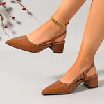 Thick Heels BreathableHigh Heels Summer Sexy Pointed Toe Slingback Women's Sandals 2026