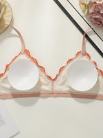 French Floral Lace Wireless Thin Straps Triangle Cup Women Summer Breathable See Through Lingerie Soft Daily Underwear MR2953
