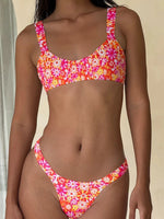 New Printed Bathing Suit Women Two-piece Backless Swimwear Sexy Beach Fashion Thongs Summer New Female Split Swimsuit