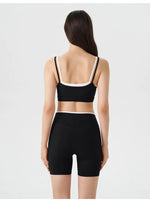 Women's 2-piece Yoga Set Fake Two-Piece Color-Block White Stripe Camisole Running Sports Bra Shorts Yoga Outfit Set