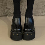 11cm PU Leather Women Fashion High Heels Pumps Platform Wedge Summer Black Round Big Toe Ladies Sandals Big Size Slippers Shoes