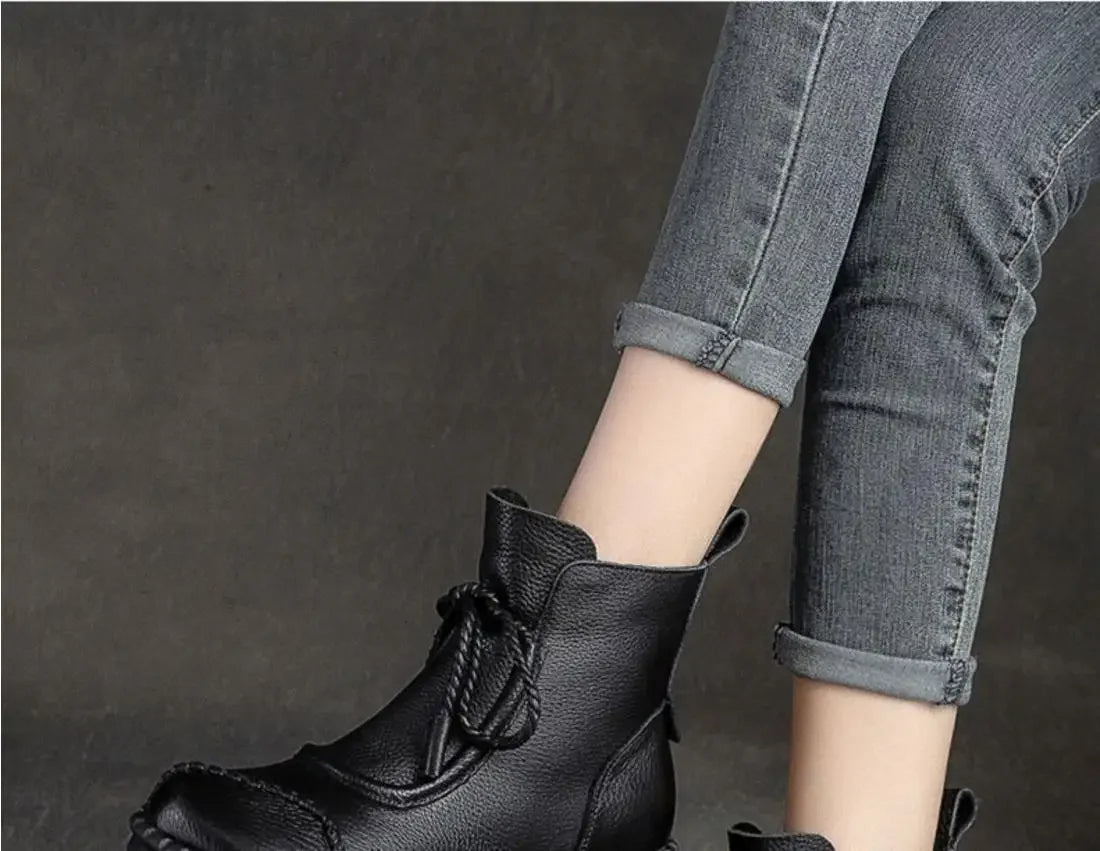 Shoes for WomenCross-tied Ladies Boot Daily Boots Hot Sale Cotton Shoes Round Toe Comfortable Flat Shoes Women Ankle Boots