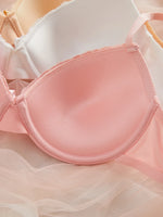 3PCS Women's Underwear Set Lace Trim Ribbed Push Up Bra Bow Comfortable Underwire Support Women's Bra
