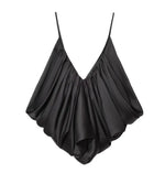 Women's Casual Fashion Silk Pleated Camisole Top Satin Camisole Top For Women Spaghetti Strap White Pink And Cream Colors 384X