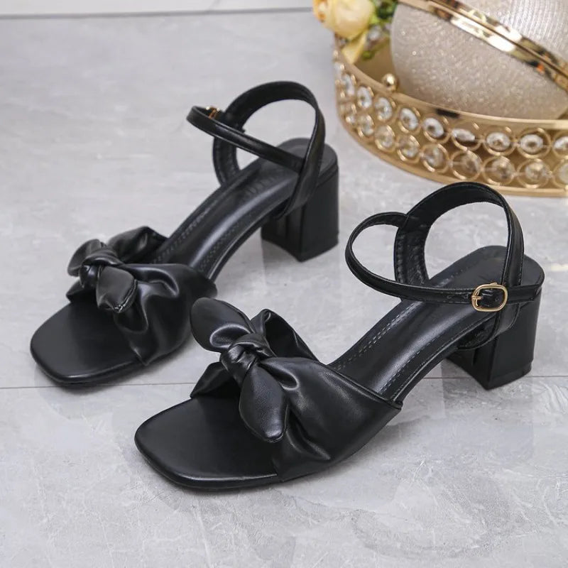 Buckle Strap 2026 Sandals Comfort Shoes for Women Square Toe Block Heels Large Size Suit FemaleNew Fashion