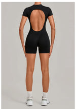 Women's Seamless Yoga Jumpsuits Fitness Sports Hip-lifting Backless Short-sleeved Training Gym Workout Shorts One-piece
