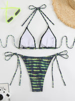 2026 Halter Triangle Bikinis Printed Swimsuit Women Sexy String Swimwear Female Bathers Swimming Bathing Swimming Swim Suit