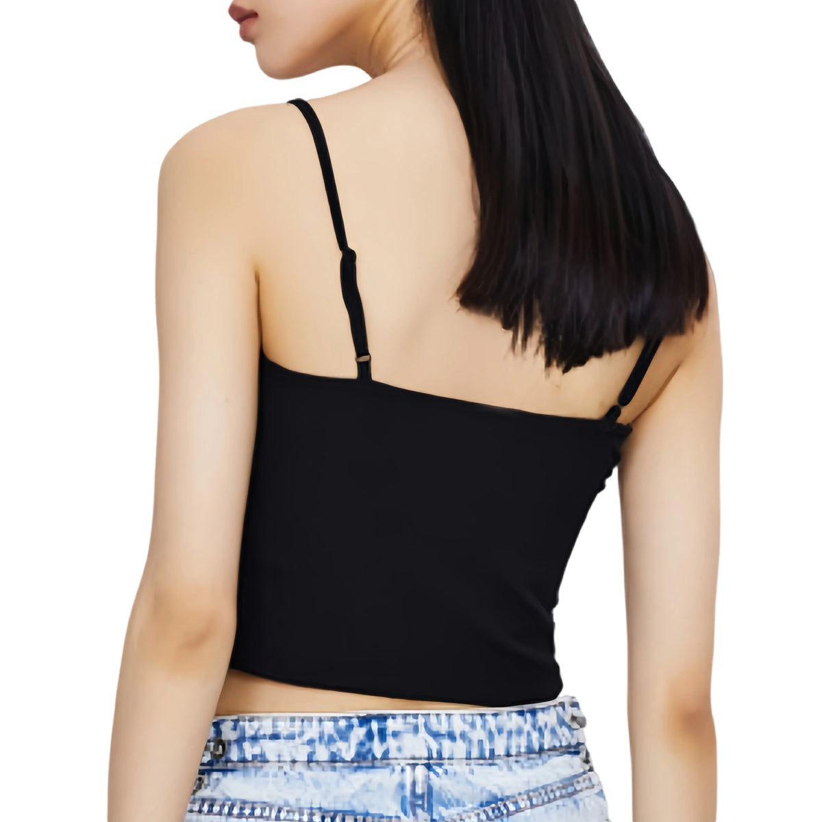 Women Ribbed Square Neck Camisole Basic Solid Color Crop Top Adjustable Spaghetti Straps Ladies Sleeveless Tank Tops M-XL