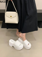 8cm Wedge Sandals Women Slippers Summer White Platform Shoes Casual Wedges Heels Black Sandalias Mujer 2026