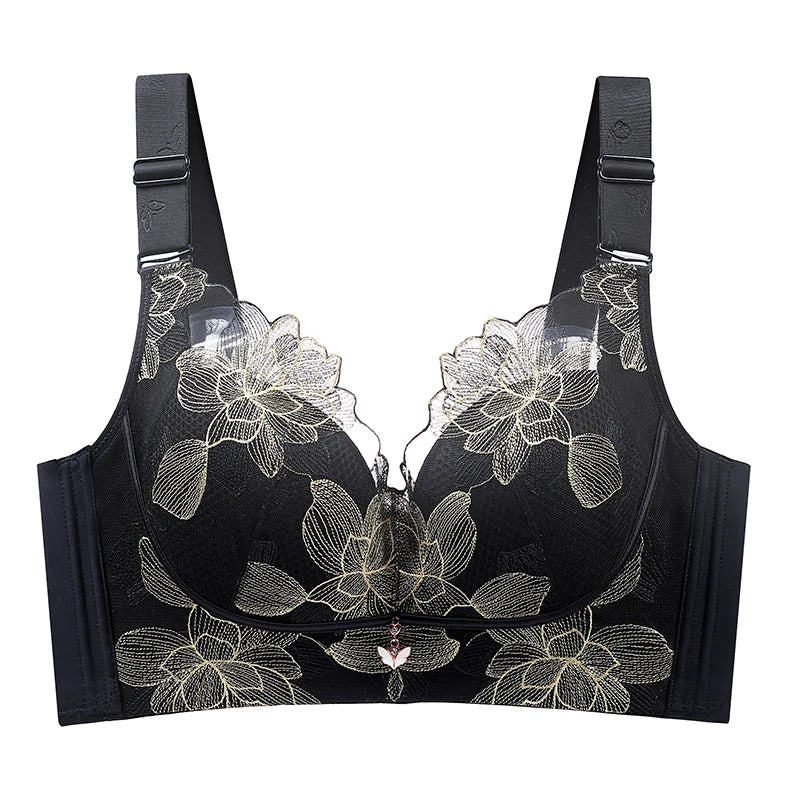 Women's Push up Bras Adjustable New Wireless Bras Women Flower embroidery Bra Underwear Large Size 36-52 CDE Cup Underwear Women