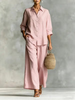2026 spring and summer women's suit cotton and linen wide-leg pants suit