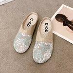 Breathable Mesh Linen Slippers For Women Summer Flat Shoes Anti-slip Female Indoor Outdoor Slides Office Lady Walking Sandals