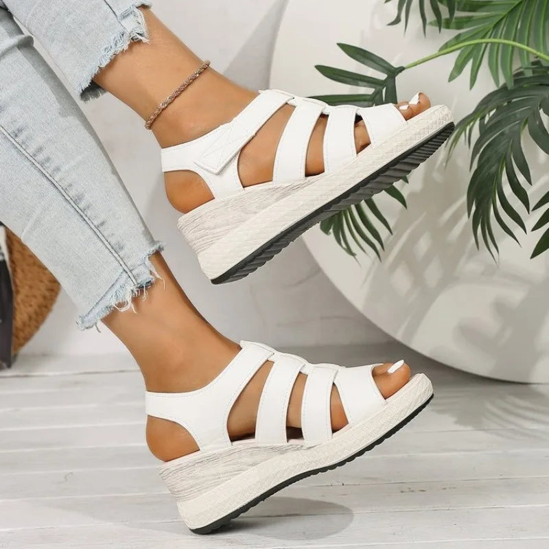 2026 New Ankle Buckle Women Wedge Sandals Patchwork Platform Sandals Breathable Comfort Non-slip Soft Sole Gladiator Shoes Women