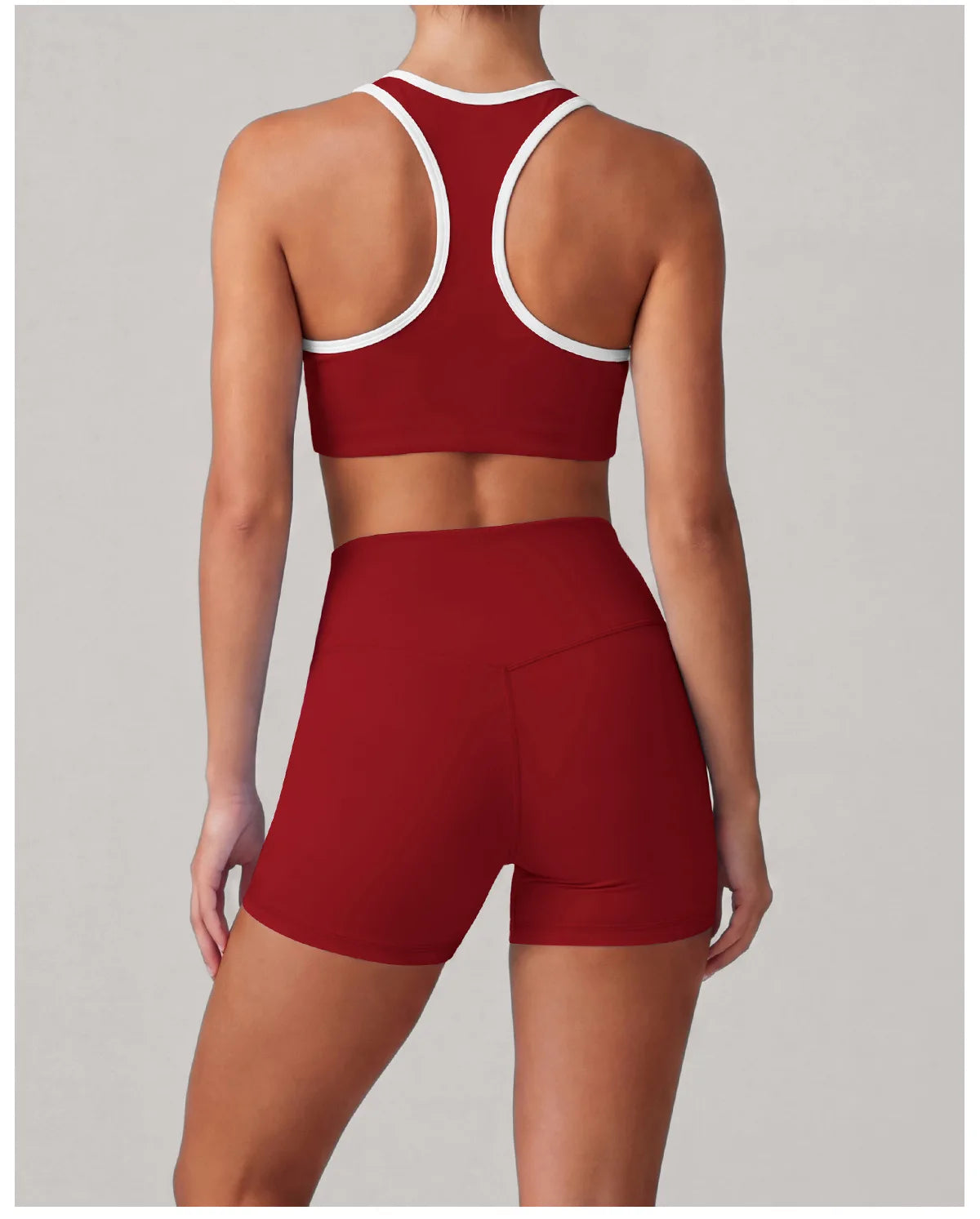 Summer 2 Pieces Yoga Sets Women Color Contrast Back I-shaped Shockproof Sports Bra High Waist Shorts Gym Fitness Suit Tracksuit