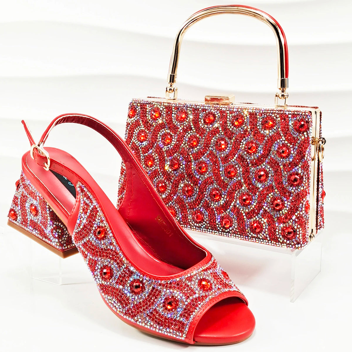 doershow Italian brown Shoes And Bag Sets For Evening Party With Stones Italian Leather Handbags Match Bags! HMP1-21