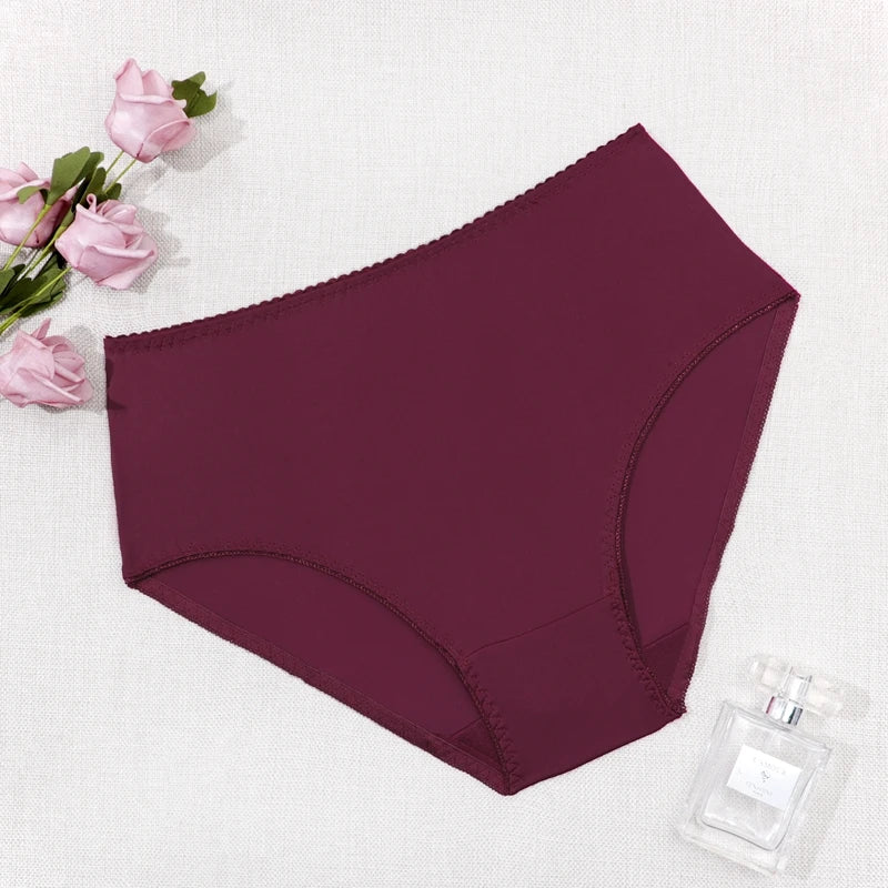 Beauwear Ultra Thin Elastic High Waist Panties for Women Underwear Ladies Big Size Briefs Plus Size Satin Sexy Female Panties