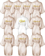 10 Pcs Women Bride Kimono Robe Embroidered Getting Ready Satin Bridesmaid Robes for Wedding Party Bridal Shower