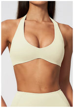 Halter V Neck Yoga Bra Sexy Backless Shockproof Gym Sports Tank Top Quick Dry Workout Fitness Outdoor Gym Running Bra