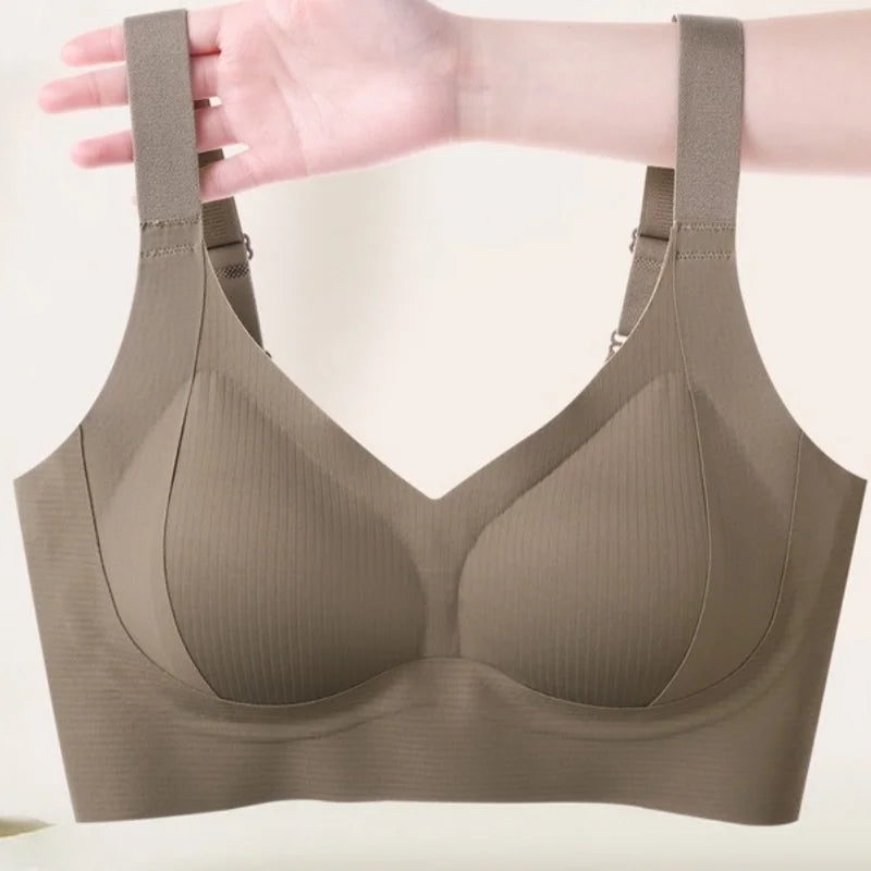Seamless Push-Up Bras For Women Non-wire V-neck Bra Padded Underwear Sexy Lingerie Adjustable Wide Straps Intimates M-4XL