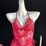 Women Lingerie Lace Underwear Transparent Erotic Costumes Red Split Sexy Dress For Sex Lady Sleepwear Plus Size Nightdress