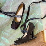 2025 Brand New Summer y2k Pink Square Toe Ballet Shoes Women Ribbon Lace-up Hollow out Wedge High Heels Party Pumps Daily Life