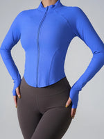 Women's Long-Sleeved Clothes Zipper Sports Jacket Top Outer Wear Professional Training Running Fitness Clothes Spring
