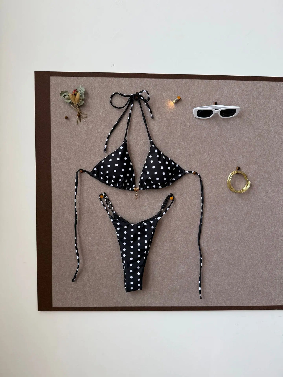 Sexy Pink Polka Dot Print Patchwork Micro Bikini 2026 Women Halter Push Up Bra Triangle Swimsuit Summer Bathing Suit Swimwear
