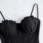 Push Up One Piece Swimsuit Female 2026 Swimwear Women Slim Bathing Suits Summer Beach Wear Frill Monokini Swimming Suit Black
