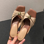 Summer Women Slippers Fashion Metal Decoration Open Toe Dress Slides Ladies Stripper Party Sandals