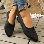 Elastic Knitting Flats Slip on Shoes for WomenSummer Breathable Soft Loafers Woman Lightweight Casual Shoes Mom Moccasins