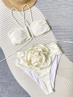 Sexy 3D Flower Wrinkled Female Swimsuit High Waist Bikini Women Swimwear Two-pieces Bikini set Bather Bathing Suit Swim Y4939