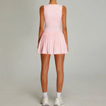 Naked Breathable Sleeveless Tennis Dress for Women O Neck Sleeveless High-intensity Sports Pleated Skirt with Separate Shorts
