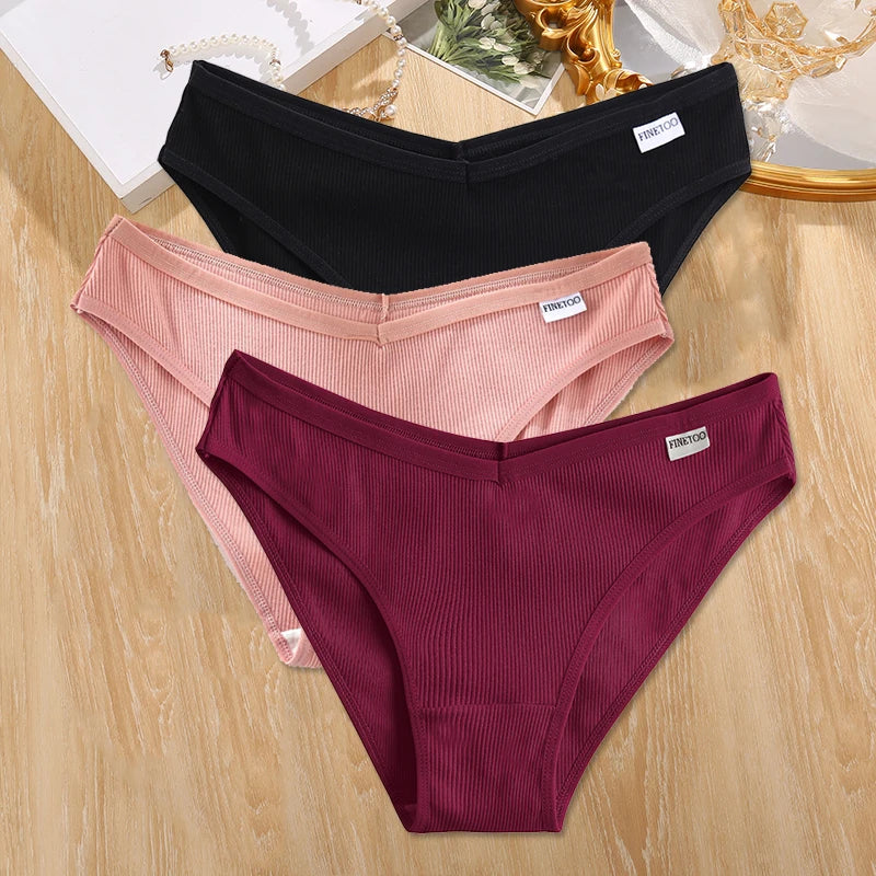 3Pcs/set Cotton Panties Women M-4XL Low Waist Underwear Plus Size Briefs Ladies Comfortable Underpants Female Panties Lingerie