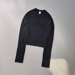 Women's round Neck Fitness Top for Autumn Running Training Pilates Yoga Workout Clothing Comfortable Training Top