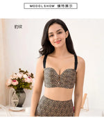 Sexy Women Strapless Bra Invisible Breast Lift Up Leopard Slim Seamless Breathable Wireless Brassiere Wrapped Chest Big Size 52F