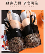 Sexy Women Strapless Bra Invisible Breast Lift Up Leopard Slim Seamless Breathable Wireless Brassiere Wrapped Chest Big Size 52F
