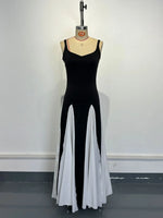 Color Matching Spaghetti Strap Dresses Women Sexy Low Cut Slim Slit Long Dress Fashion Party Prom Evening Vestidos Female